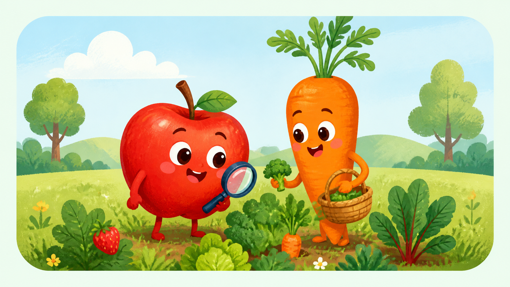 Maçã e cenoura, personagens do NutriPlay